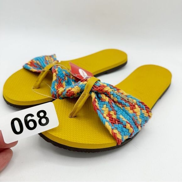 NWT's Havaianas You‎ St. Tropez Mesh Turquoise and Mustard Flip Flops US 9/10 - Picture 9 of 12